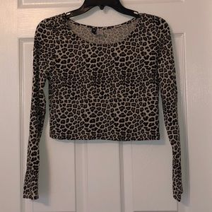 Cheetah print long sleeved crop